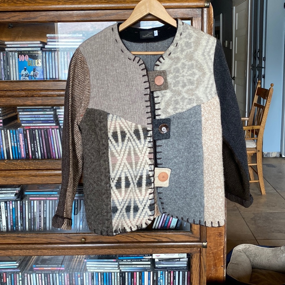 Upcycled Wool BAABAAZUZU Jacket/Blazer Grey/Brown/Cream Colour Pallet Size Small
